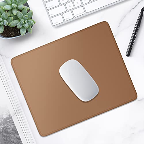 Hsurbtra Mouse Pad, Premium-Textured Square Mousepad 10.2 x 8.3 Inch, Stitched Edge Anti-Slip Waterproof Rubber Pretty Cute Computer Mat for Office Gaming Laptop Women Kids Leather Brown - color: Leather Brown, size: Square Mousepad (10.2" x 8.3")