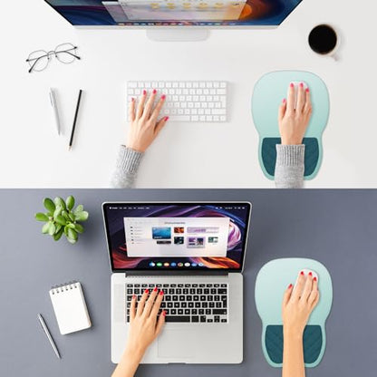 ITNRSIIET Ergonomic Mouse Pad Wrist Support with Memory Foam Massage Bulge & Non-Slip PU Base, Carpal Tunnel Pain Relief, Prevent Wrist Sweating, 12 x 8 x 1.2 inch, Light Green to White - color: Light Green to White