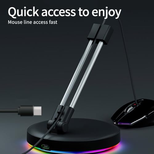 Color LED Gaming Mouse Bungee Slipproof Rubber Base Cable Management Bracket