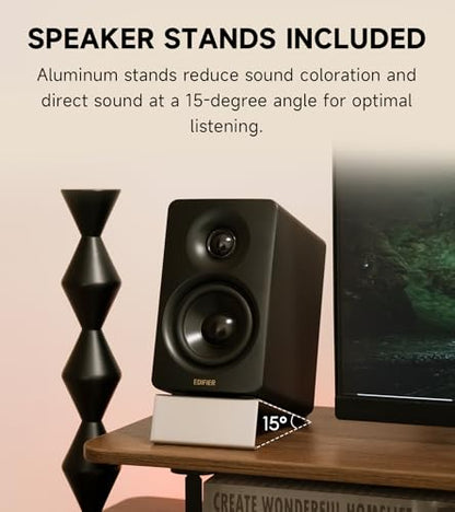Edifier M60 Multimedia Speaker, 66W RMS Computer Speaker, Black | Bluetooth 5.3, Hi-Res Audio with LDAC, 3" Mid Bass & 1" Tweeter, USB-C AUX Inputs, Compact Desktop Speaker - color: Black