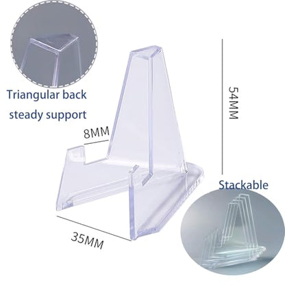 4 Tier Clear Acrylic Trading Card Display Stand with 5 Pc Mini Easel Stand, Card Stand & Display Risers, Card Holder Display for TCG MTG PSA Sports Cards, Greeting Cards Stickers, Postcards, Badge