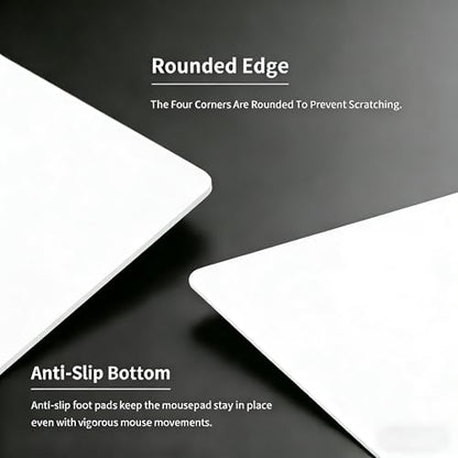 Glass Gaming Mouse Pad,White Hard Surface Gaming Mousepad,17.7‘’X15.7'' Tempered Glass Desk Mat,Ultra-Smooth Large Square Desk Mat,Improved Precision and Speed for Esports FPS Players - color: White