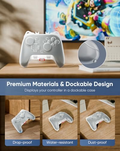 Tiiletzote Protective Travel Case for Nintendo Switch 2 Pro Controller, Hard Shell 1:1 Fit Portable Carrying Case, Magnetic Closure, Joystick Protection, Dust-Resistant, Anti-Scratch, Shock-Proof (White) - color: White