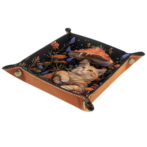 Mushroom Cat Wildflower Dice Tray Dice Rolling Tray Folding Dice Holder for Dice Games, Like RPG, DND and Other Table Games - color: Multi 17