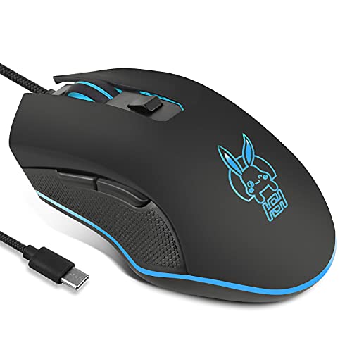 USB-C Wired Gaming Mouse 7-Color RGB 2400 DPI for Type-C Devices | Silent RGB Backlit Gaming Mouse, Plug and Play Wired Mouse, Ergonomic Design