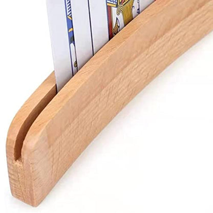 Wooden Curved Playing Card Holder, Holds Up to 13 Cards, Stable Base for Family Card Games