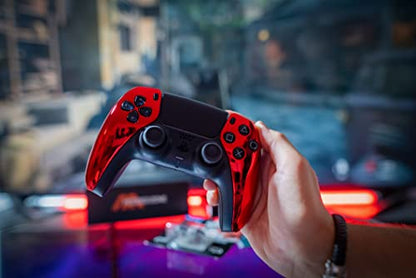 MODDEDZONE Custom Rapid Fire, Anti Recoil, Macros MODDED Wireless Controller for PS5 & PC - Unique Smart Mods for ps5 controller controlled by the APP. Best for FPS Games. Enhanced Gaming Experience (Chrome Red) - color: Chrome Red