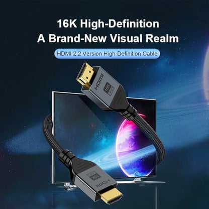 16K HDMI 2.2 Cable 1.5FT, 96Gbps Ultra High Speed 16K@60Hz 8K@120Hz 4K@480Hz HDMI Cord, HDCP 2.3 & HDR10 HDMI Cables for PS5/Xbox Series X|S/Roku TV/Gaming PC/Monitor/Blu-ray/Projector - size: 0.5M 1.5FT