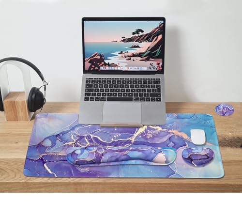 4-in-1 Large Mouse Pad, Keyboard Wrist Rest Pad & Wrist Support Mousepad Set, Extended Desk Pad Waterproof Desk Mat for Home Office Study Game - color: xin