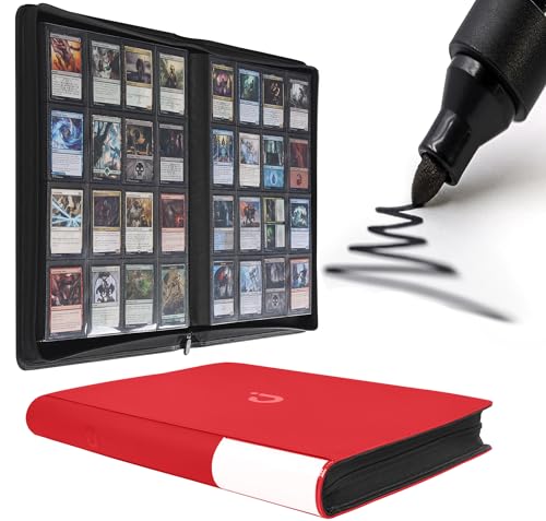 D DACCKIT Card Binder 16 Pocket - Fits 1024 Cards，4X4 Ringless Card Album with Sleeves for Trading Cards & Sports Cards（Model A，Classic Red） - color: Classic Red