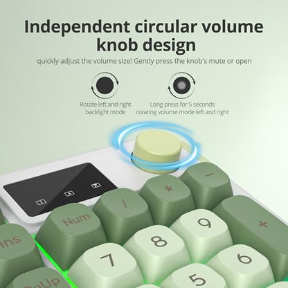 RGB Mechanical Feel Membrane Wireless Keyboard, Wired/Bluetooth/2.4G Silent ABS Ball Cap Gasket Structure Gaming Office Keyboard for PC/Mac/Win(98 Matcha) - color: 98 Matcha