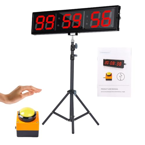 Fitness Timer with Stopwatch Button, Suitable for School/exam/Home Exercise/Gym/Gym SMAHEAT Electronic Fitness Timer (4.0 inch six bit All red PC Transmission Model) - color: 4.0 Inch Six Bit All Red Pc Transmission Model