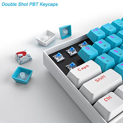 Fogruaden 60% Mechanical Keyboard, 61 Keys Gaming Keyboard, RGB Backlit, Compact 60 Percent Wired Keyboard for Win/Mac PC Gamer, Easy to Carry on Trip (Blue,Blue Switch) - color: Blue/ Blue switch