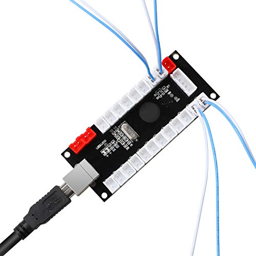 Guwarry 2-Player Zero Delay USB Encoder PC to HAPP Joysticks/HAPP Arcade Buttons for PC, MAME, Raspberry Pi, Arcade1Up - Three 5V Power Output for led Joysticks/LED Daisy Chain/LED Arcade Buttons - size: HAP+4.8