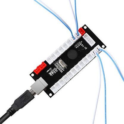 Guwarry 2-Player Zero Delay USB Encoder PC to HAPP Joysticks/HAPP Arcade Buttons for PC, MAME, Raspberry Pi, Arcade1Up - Three 5V Power Output for led Joysticks/LED Daisy Chain/LED Arcade Buttons - size: HAP+4.8