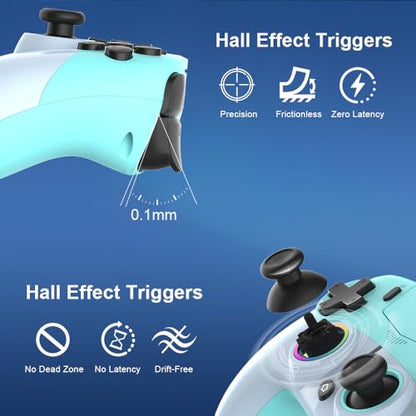 MWCG Wireless LED Controller for PS5, Compatible with PS5 Pro/Slim/PC, Dual Vibration, Modded Function, 8 Light Modes, 3.5mm Audio Jack, 6-Axis Motion Contro Gamepad with Speaker