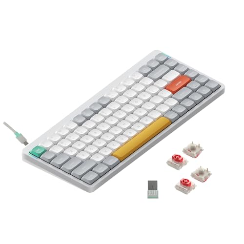 nuphy Air75 V2 Portable 75% Mechanical Keyboard,Wireless Keyboard,Supports Bluetooth/2.4G/USB-C RGB Gaming Keyboards,Compatible with Windows/Mac OS/Linux Systems White-Gateron Red Switch - color: White, size: Gateron Red Switch