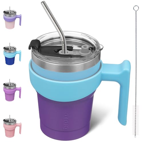 BJPKPK 10 oz Mini Tumbler with Lid, Straw & Handle, Insulated Steel Cup | Small, Spill Proof, Leak Proof, Thermal, Double Wall Vacuum, Sweatproof, Dishwasher Safe, BPA Free, Ocean Dream - color: A-Ocean Dream, size: 10 Ounces