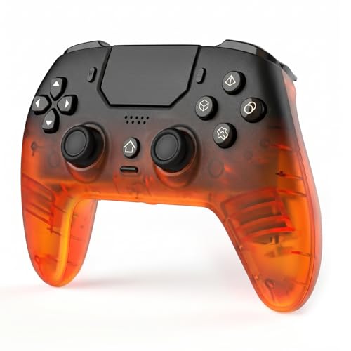 BETMI LED Wireless Controller for PS5, Pro/Slim/PC(Frosted Orange Black) | Hall Joysticks/Trigger, Marco Back Button, Turbo, Dual Vibration, 6-Axis, 3.5mm Jack, Built-in Mic/Speaker, for Steam Deck