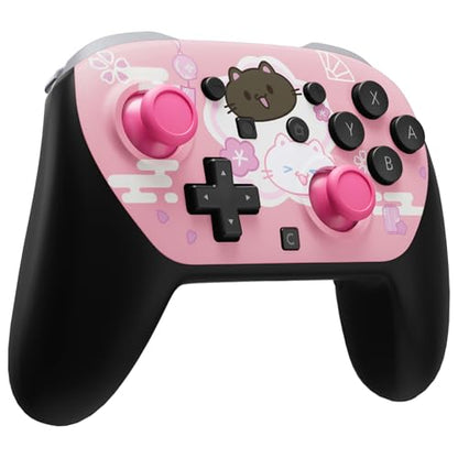 eXtremeRate DIY Replacement Faceplate Shell for Nintendo Switch 2 Pro Controller, Custom Front Housing Case, Thumbsticks and Screwdriver Tools for Switch 2 Pro Controller - Cherry Blossoms Kitten - color: Cherry Blossoms Kitten