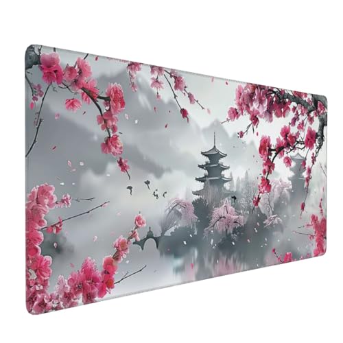 35.4 x 15.7 in, Waterproof XXL Large Mouse Pad for Desk, Extended Keyboard Mouse Mat for Computer Office, Big Laptop Mouse pad, Gaming Pc-Pink Cherry Blossom - color: Pink Cherry Blossom