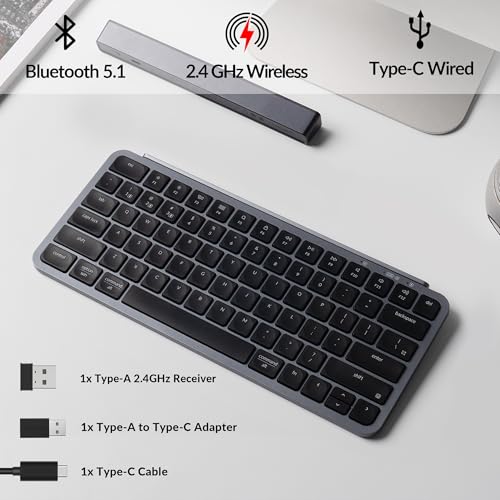 Keychron B1 Pro Ultra-Slim Wireless Keyboard, ZMK/Launcher Programmable Bluetooth/2.4GHz/Wired, 1200 Hours Battery Life, Silent Scissor Switch Office Keyboard for Mac/Windows/Linux - Gray - color: Gray