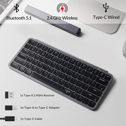 Keychron B1 Pro Ultra-Slim Wireless Keyboard, ZMK/Launcher Programmable Bluetooth/2.4GHz/Wired, 1200 Hours Battery Life, Silent Scissor Switch Office Keyboard for Mac/Windows/Linux - Gray - color: Gray