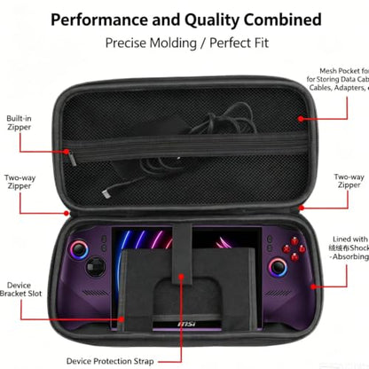 EVA Carrying Case for MSI Claw 8 EX AI+ Handheld Console, Shockproof Travel Bag with Joystick Protection, Hard Shell Storage Pouch for Gaming Accessories