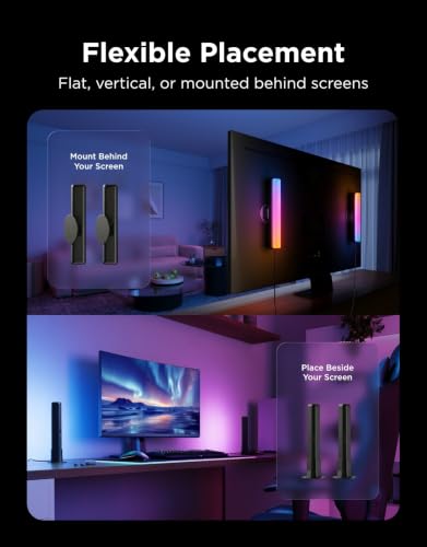 Govee Smart Light Bar, RGBICWW TV Lights for Living Room, Gaming, Black | Compatible with SmartThings, Matter, Alexa, LED Light Bar with Scene and Music Modes for Living Room, Gaming, PC, App Control - color: Black