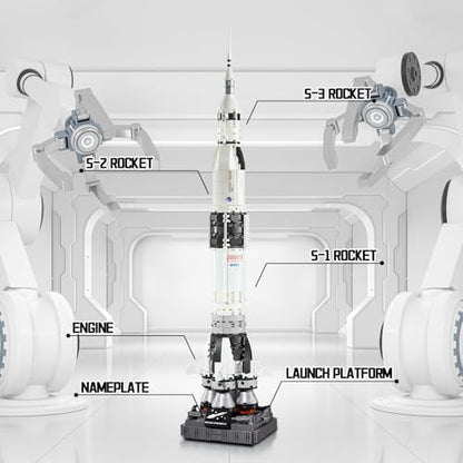APENGBAOL Saturn V Space Rocket and Vehicles Building Blocks Set,613 Precision Space Shuttle Building Block Toys for Kids .Gifts for Adults - style: space rocket