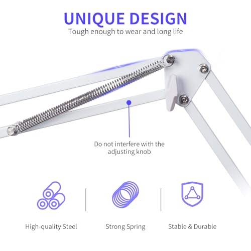 FEELWORLD AMS1 Microphone Boom Arm, Adjustable Mic Arm Stand with 3/8” to 5/8” Screw, Compatible with PM1 and other Mics for Podcast Straming Gaming Studio (White) - color: White