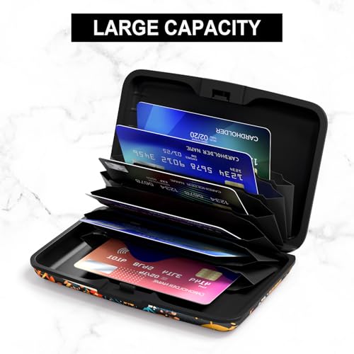 Credit Card Holder, Mini Aluminum Card Wallet RFID Blocking Slim Metal Hard Card Case for Women Men, Cute Cat - color: Cute Cat