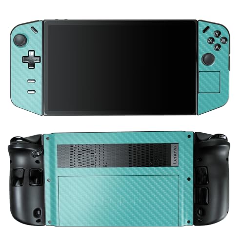 Carbon Fiber Gaming Skin Compatible with Lenovo Legion Go - Solid Turquoise - Premium 3M Vinyl Protective Wrap Decal Cover - Easy to Apply | Crafted in The USA by MightySkins - color: Solid Turquoise, style: Carbon Fiber Textured Finish