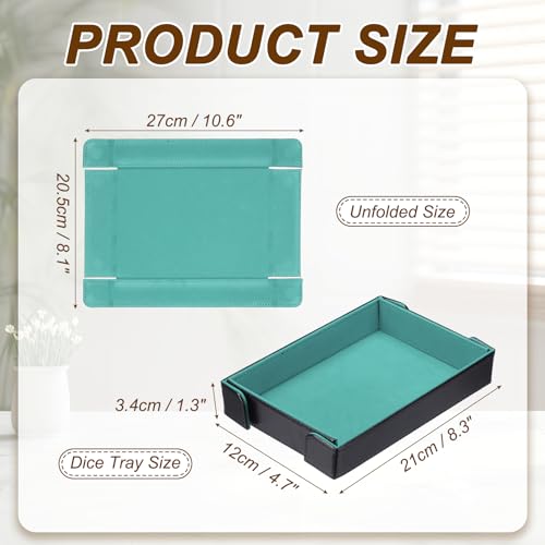 uxcell PU Leather Dice Tray, Rectangle Magnetic Folding Velvet Portable Folding Dice Rolling Tray for Table Games Keys Wallet Watch Coin, Light Blue - color: Light Blue
