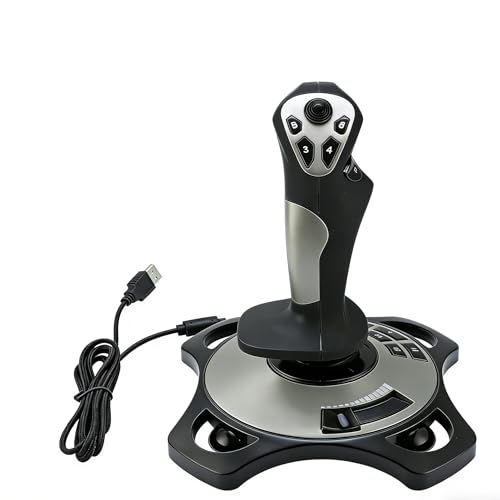 Yunseity USB Gaming Flight Simulator Game Controller with Vibration Function and Throttle Control, Wired Flight Stick for PC VISTA 7 8 10 Computer Laptop