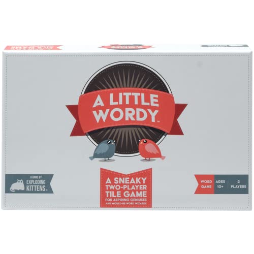 Exploding Kittens A Little Wordy, 2 Players, Age 10+ Letter Tile Game | Make a secret word, decode your opponent's clues, and outthink them in a clever 15-minute game made for two.