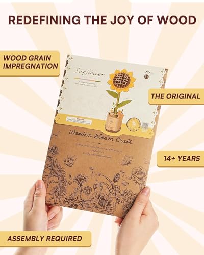 3D Flower Wooden Puzzles for Adults-Sunflower, DIY Wooden Flowers Model Kit Building Set Crafts Birthday Gifts,Artificial Botanical Collection Creative Gift Ideas/Housewarming Decor(86PCS) - style: TW - Sunflower
