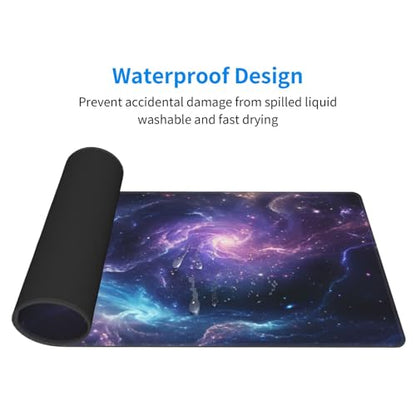 Gaming Mouse Pad Desk Pad,Extended Big Mouse Pad,31.5x11.8 Inch Long Computer Keyboard Mouse Mat Mousepad with 3mm Non-Slip Base and Stitched Edge for Gaming and Office… (Nebula) - color: Nebula