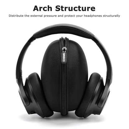 Ginsco Hard Shell Headphone Case Compatible with Skullcandy/Soundcore/Beats/Sony MDR7506/BERIBES/KVIDIO/TOZO Foldable Wireless/Wired Over-Ear Headphones, Travel Carrying Headset Case (Black)