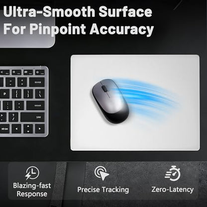 Glass Gaming Mouse Pad, Hard Mousepad for Gaming, 13.7” x 9.8” Ultra-Smooth Micro-Etched Surface Mousepad, Improved Precision & Speed, Anti-Slip Base, White - color: White, size: 13.7L x 9.8W inches
