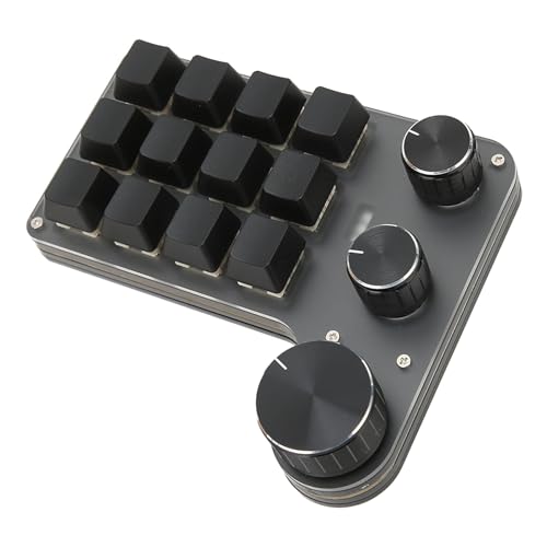 Mechanical Gaming Keyboard, One Handed Macro Mechanical Keyboard, 12 Key 3 Knob Macro Keypad, Custom Programmable Keypad with Red Switch for Game Office (Wired USB), Depisutaexnh7d3s8k-11