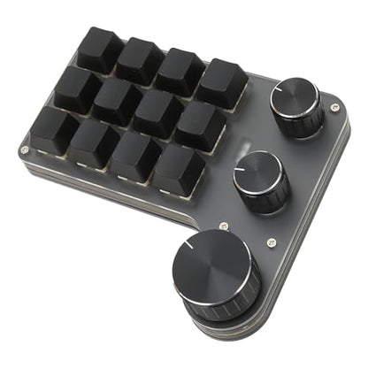 Mechanical Gaming Keyboard, One Handed Macro Mechanical Keyboard, 12 Key 3 Knob Macro Keypad, Custom Programmable Keypad with Red Switch for Game Office (Wired USB), Depisutaexnh7d3s8k-11