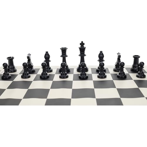 WE Games Color Bright Plastic Staunton Tournament Chess Pieces with 3.75 in. King - Half Chess Set of Chess Pieces Only, Black - color: Black