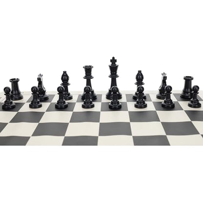 WE Games Color Bright Plastic Staunton Tournament Chess Pieces with 3.75 in. King - Half Chess Set of Chess Pieces Only, Black - color: Black
