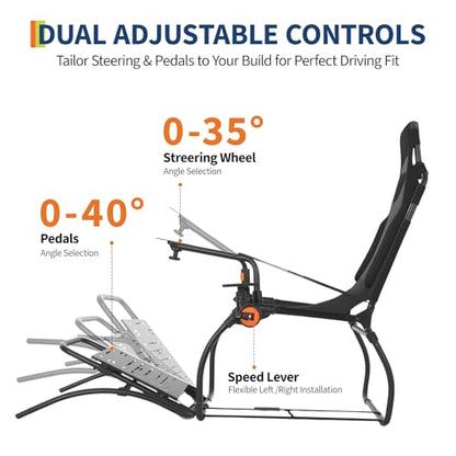 Racing Wheel Stand,Foldable Racing Simulator Cockpit for g923/g920/g29, Steering Wheel Stand & Foot Pedal Angle Adjustable,Sim Racing Cockpit for Thrustmaster t248p, Fanatec, Hori, Mad Catz. - size: 59.5x33.9x44.5in