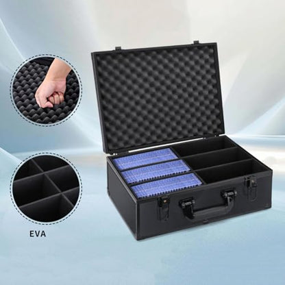 Card Storage Box Aluminum Alloy Card Storage Case with Trading Card Collection Box EVA Foam Protection Organizer for, 6 Compartments - size: 6 Compartments