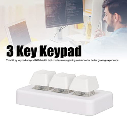 GOWENIC USB Mini 3Keys Keyboard, Cut Copy Paste Macro Pad Keyboard, Programmable OSU Keypad with RGB Led, One Handed Mechanical Gaming Keyboard (White) - color: White