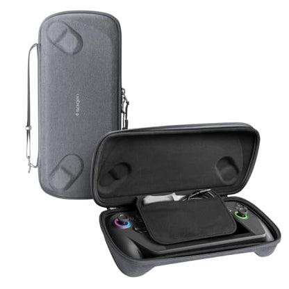 Spigen for Slim Carrying Case Compatible with 2025 ASUS ROG Xbox Ally/Ally X, Slim One-Layer Pouch with Grip Bump, G-Hook and Strap Keeper, Inner Screen Protector, Back Storage Pocket - Charcoal Gray - color: Charcoal Gray