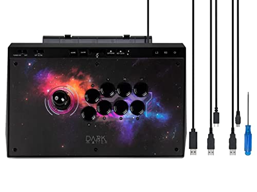Monoprice Arcade Fighting Stick Controller, Retro Gaming, Arcade Joystick, USB Port, Compatible with Windows, Xbox One, PlayStation 4, Nintendo Switch, and Android - Dark Matter Series