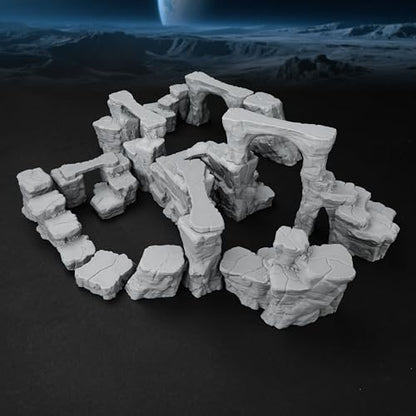 AUSPDICE RPG Terrain The Pit Canyon Scene for 28–32mm DND Campaigns TTRPG | Modular Scenery Set with Rock Bridges, TTRPG Structures, Map Accessories for Characters, Wargame and Roleplay Ready